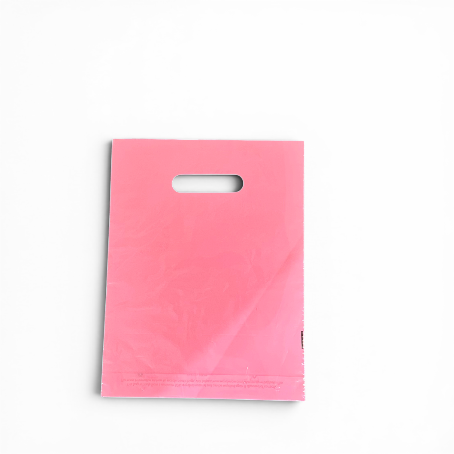Plastpoki, lítil, bleik, pk. með 100 stk., 35 mícron, B 25 X D/BF 6 X H 30 cm., styrktir handfang