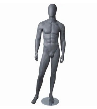 1600 Faceless herrahaus. Grá matt með Faceless höfði. H184 cm. Málmplata fyrir fót