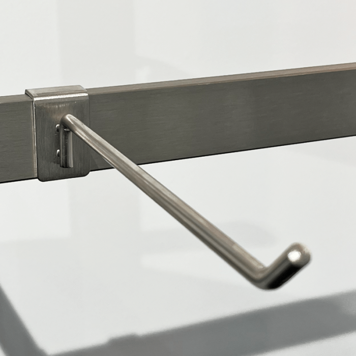 Vörukrókur fyrir 12 mm skrautstangir, burstað satín, 20 cm. B-MT