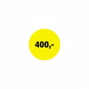 Afslagsmærkat 400 kr. Rulle med 500 stk. Ø 30 mm.