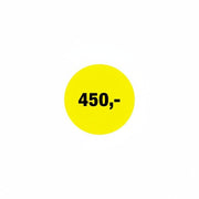 Afsláttarskilti 450 kr. Rúlla með 500 stk. Ø 30 mm.
