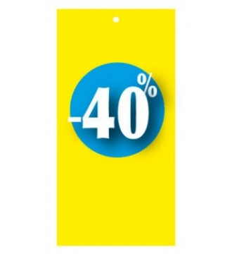 Afsláttarmerki 30% í miðaformi fyrir merkingarpistil. gulur