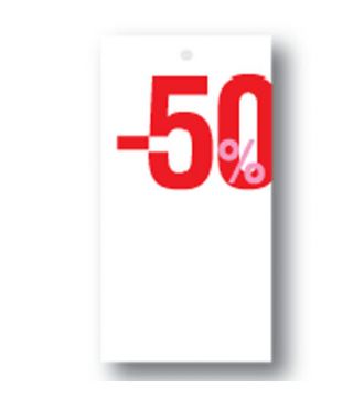 Afslagsmærke 20% i etiketform til tekstilpistol