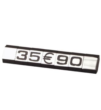 Prismærkesett, 360 stk. m/stander. Sølv L7 x H9,5 mm.