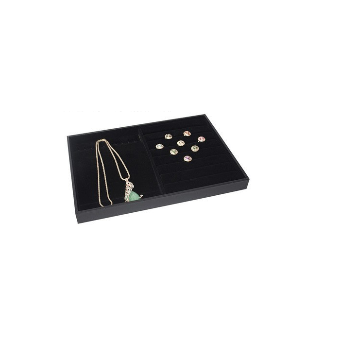 Skartel fyrir hringi og hálsmen. Svört Flock