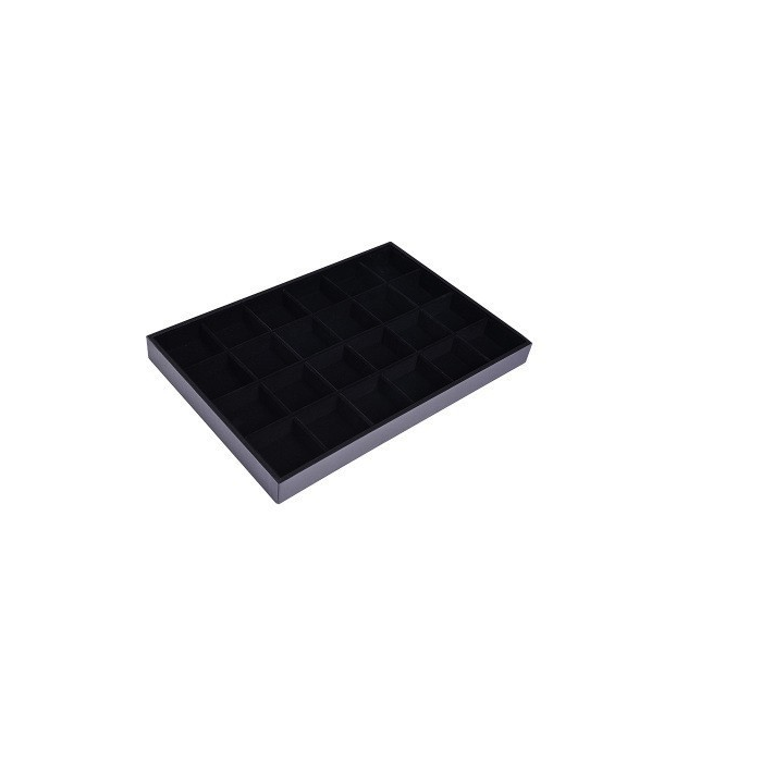 Egraskúffa með 24 hólfum. Svört flauel