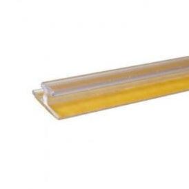 Vörustykki, aftari brún með límbandi 1 mtr. Glært plast