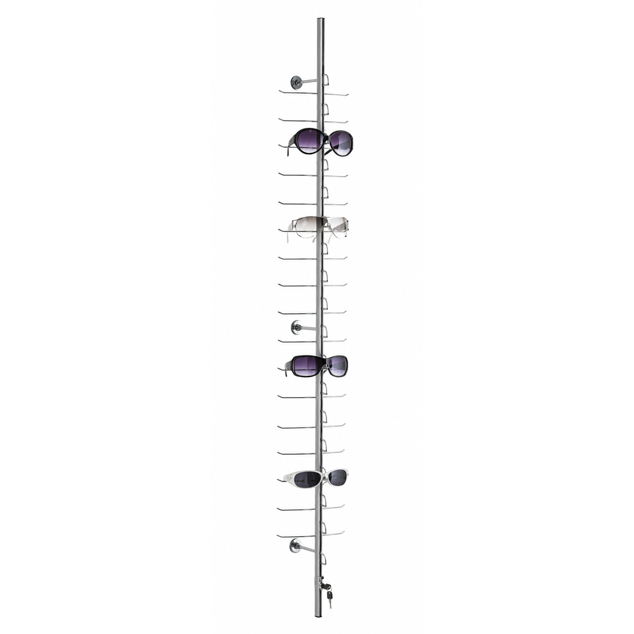 Glerdisplay til vegg. Aluminium með læsingu. 16 gler.