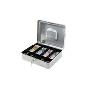 Pénakassi 30 x 24 x H9 með lykli. Grár