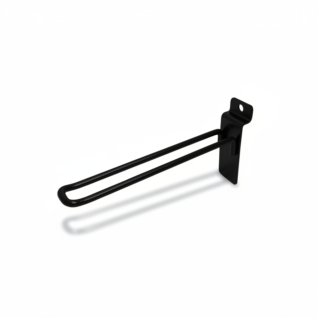 Euro-krókur fyrir raufapanil. Svartur. 15 cm