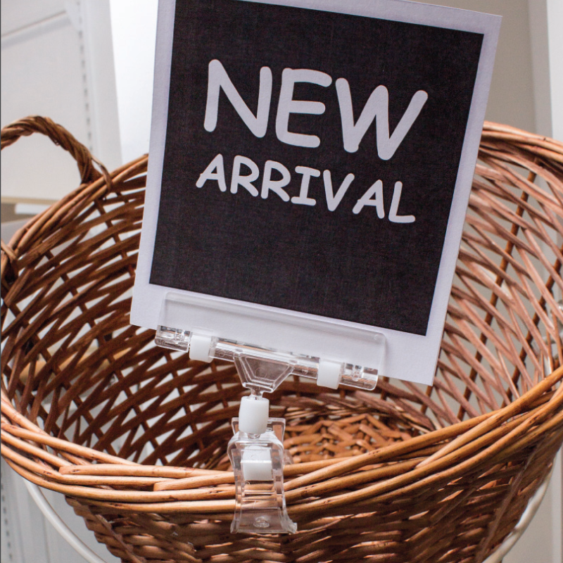 Clear Grip, skiltihaldari, með breiðum klemmu, tær akrýl, H10 cm