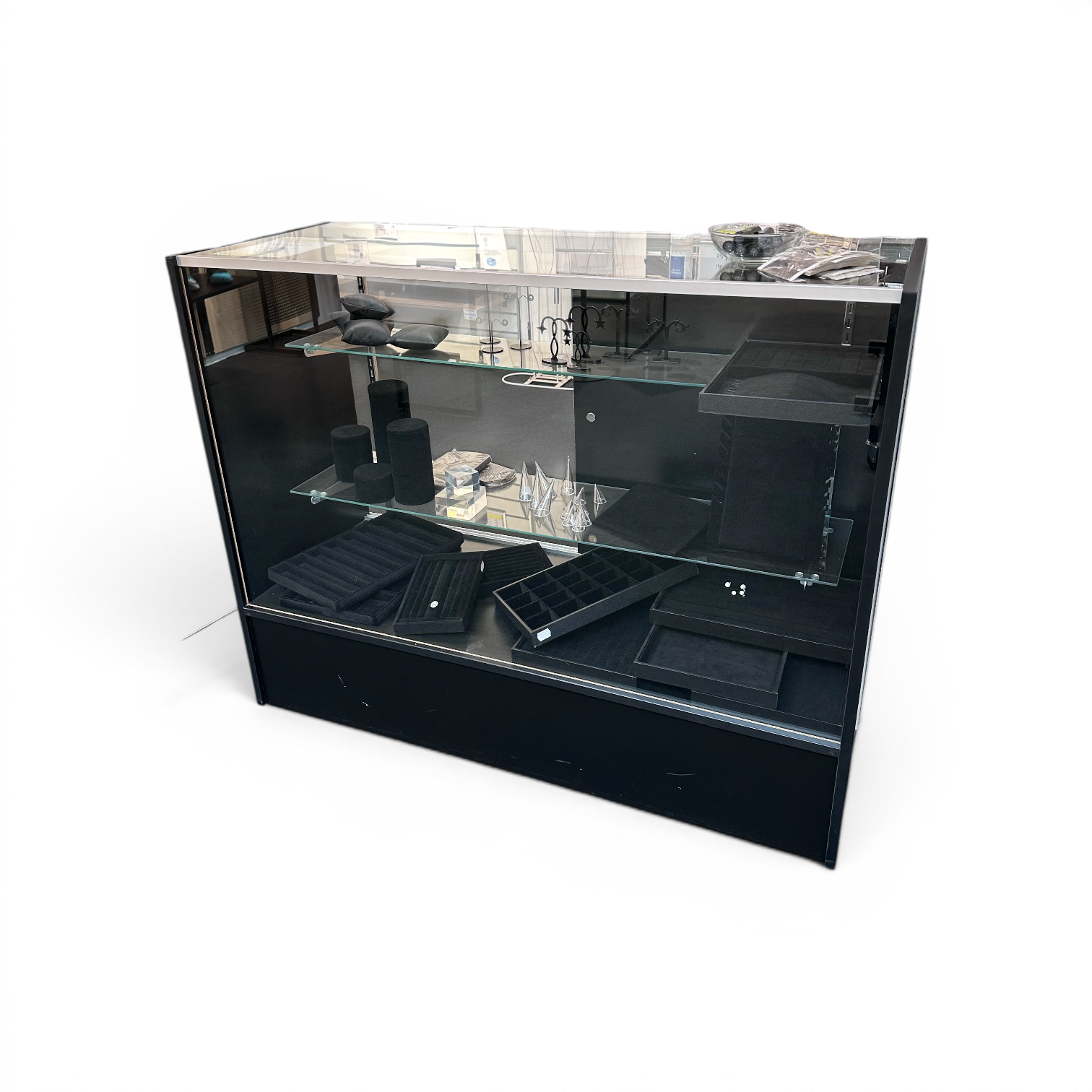 DEMO Slimline disk – glasmodul med 2 glashylder, sort