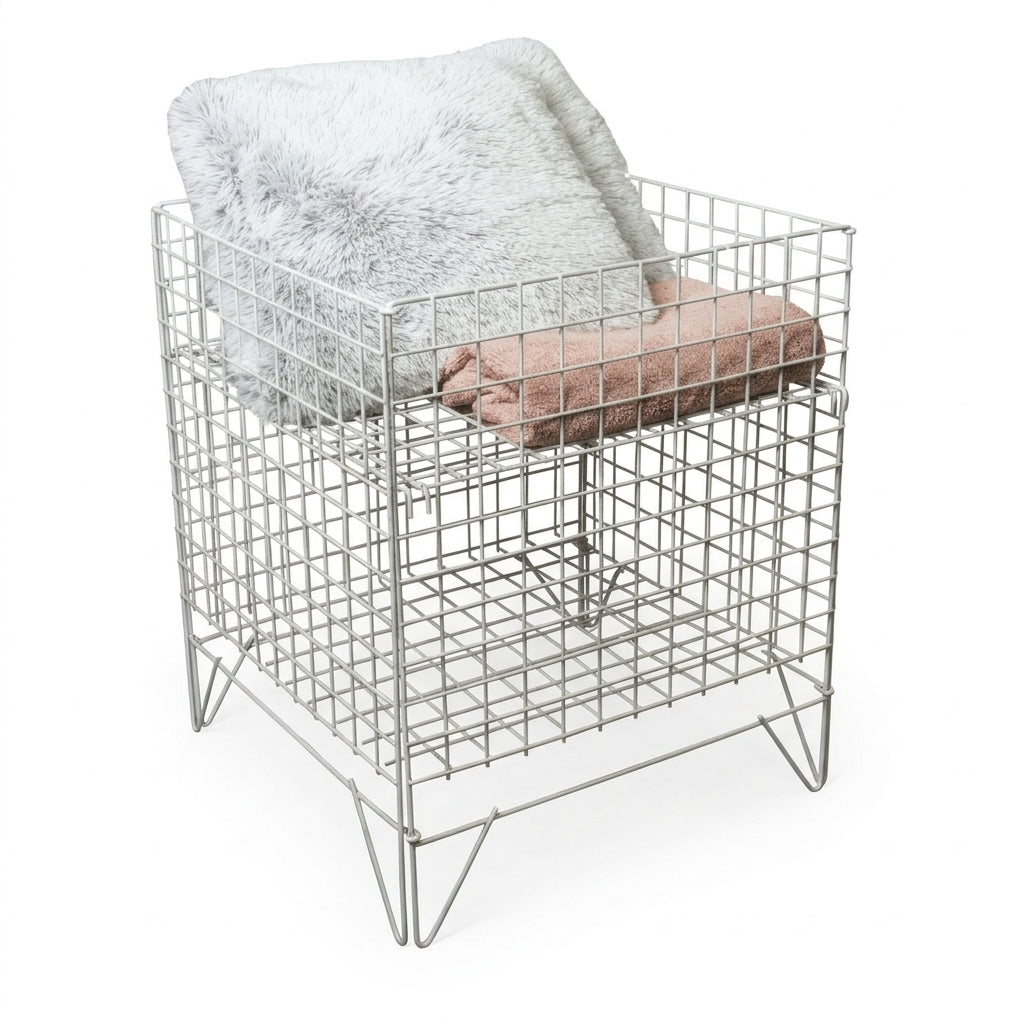 Nancy 2 sölukarfa með stillanlegum botni – hvít, B61 × D61 × H75 cm.