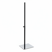 Fótplata úr málmi 28,5 x 33 cm, krómað, með teygjanlegri stöng, H70-116 cm, Ø 25 mm, svart.