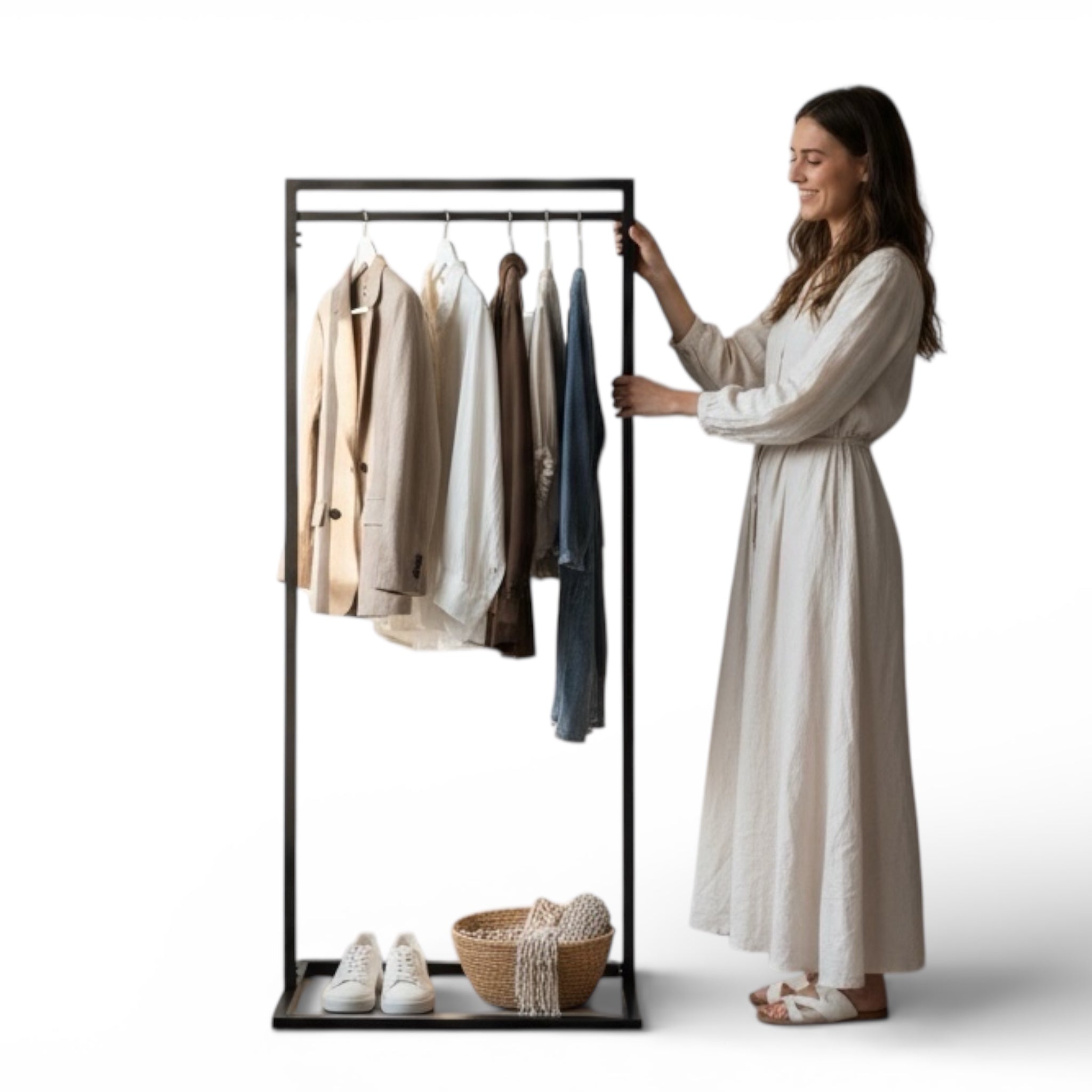 Fritstående bøjle-/tøjstativ, sort, B80 x D50 x H140 cm. Frame tøjstativ. Pakke med 2 stk.