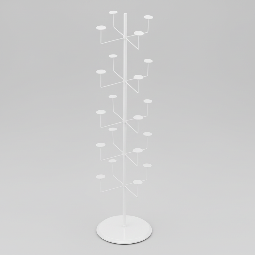 Hattastandur með 20 höldurum - hvítur