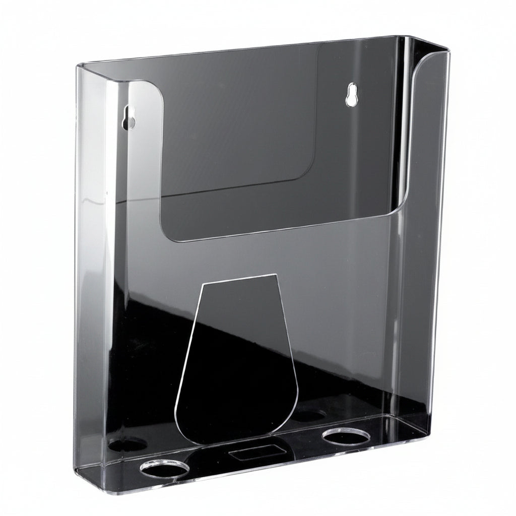 Bæklingahaldari fyrir vegg. A4 lóðrétt. 4 cm. Dýpt