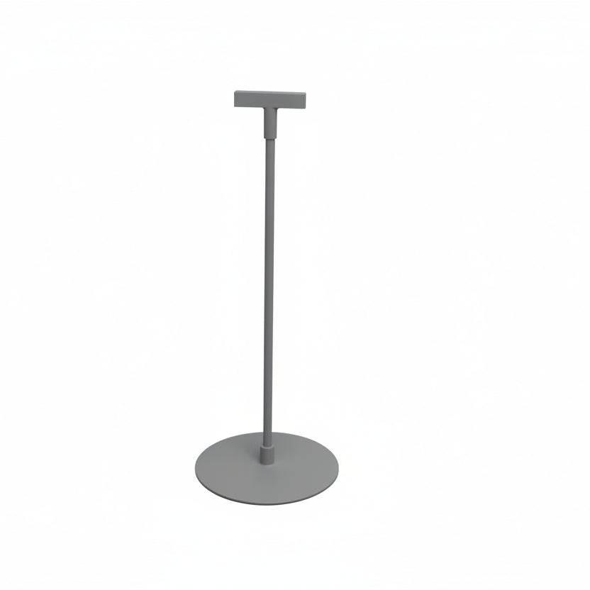Skiltahaldari. Plastefni með fæti og stöng. Fast hæð 33 cm. DÖKKGRÁR