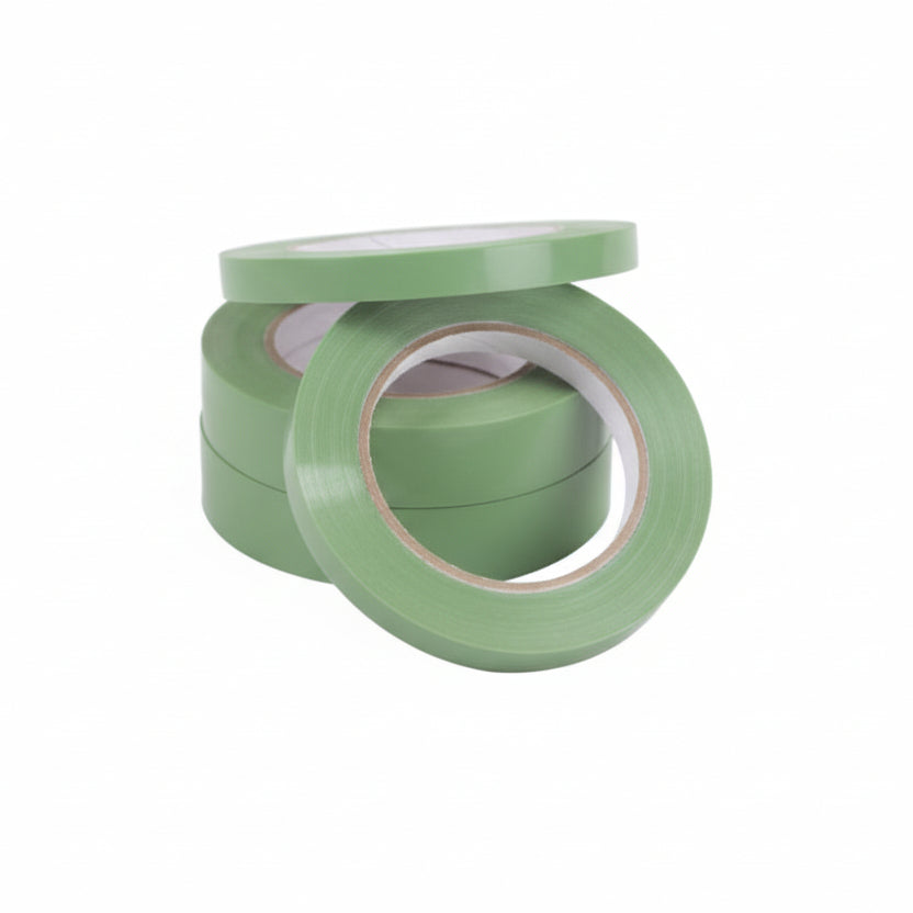 Grøn tape til poselukkermaskine, 12 mm x 100 m