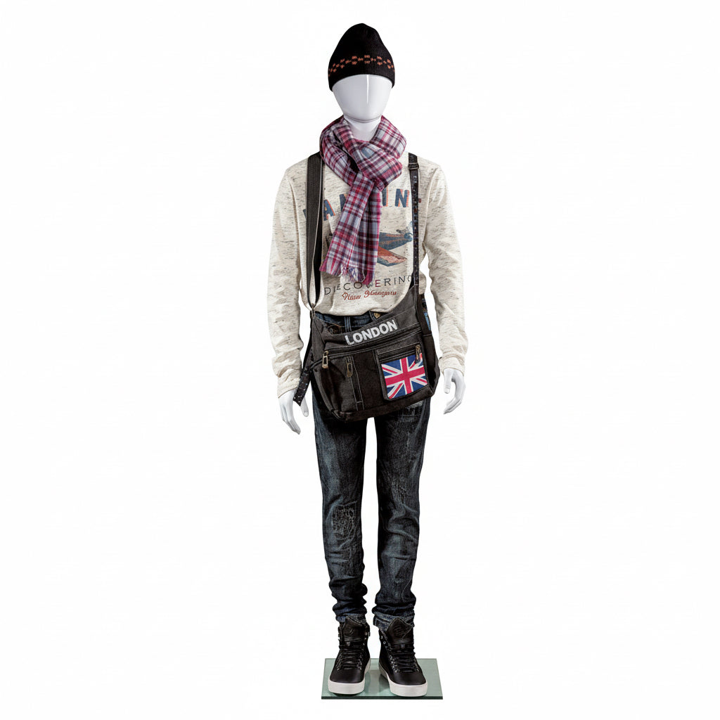 Hvid high gloss børnemannequin 12 år med faceless hoved