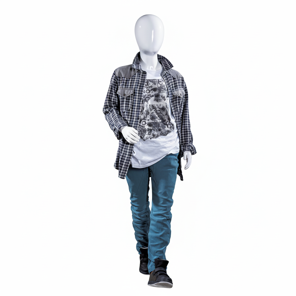Hvid high gloss børnemannequin 6 år med hoved