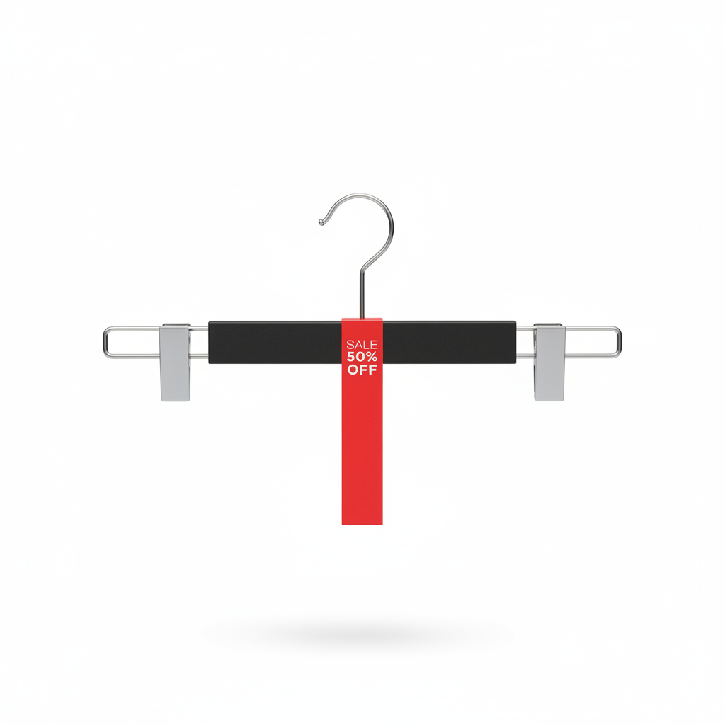 Herðatrésmerki – SALE 50% OFF. Pakki með 100 stk. 125 × 25 mm. Vínyll.