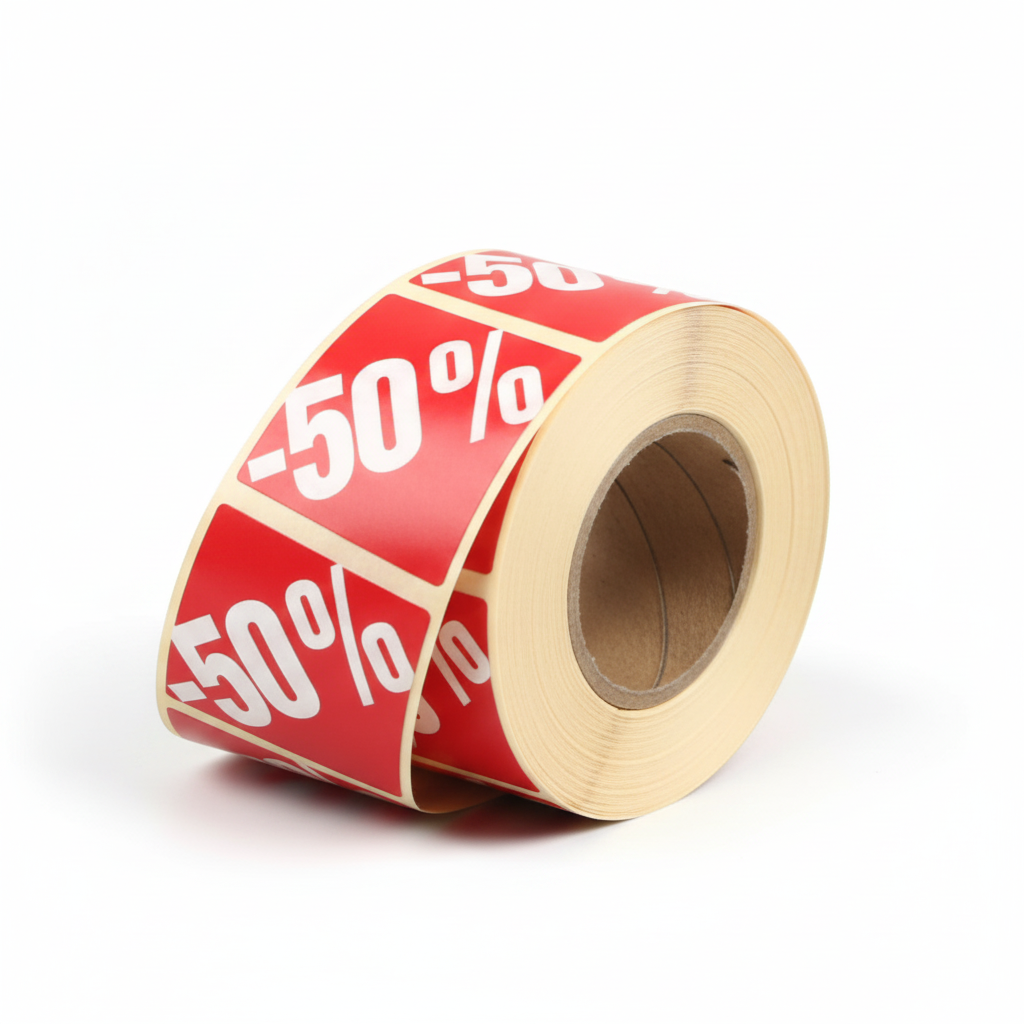 Rauðir prósentumerkimiðar – 500 stk. –50%