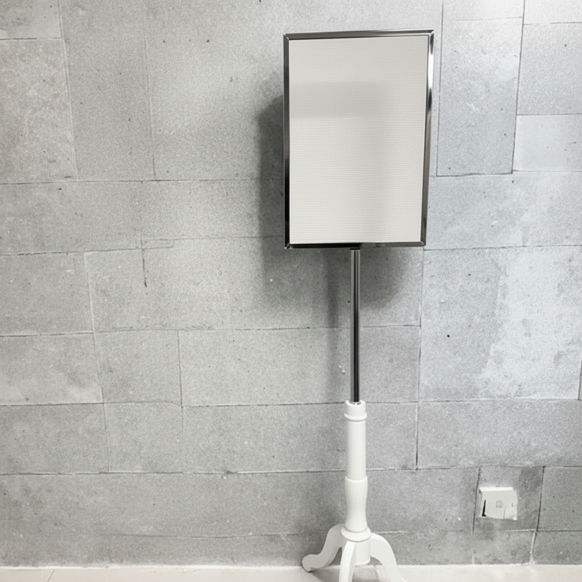 Franska skyltfot, vit. A3-ram. Välj ramfärg för skylten