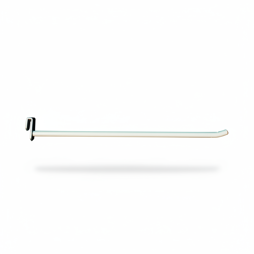 Vörukrókur fyrir 5 mm dekoslá, hvítur, 30 cm. Ø8 mm, fyrir Superskinne. Sérlega sterkur.