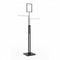 Joy-standur með 2 beinum örmum (38 cm), króm, hæðarstillanlegur, með stillanlegum fótum, svart stell, 80 x 39 cm, H 125–195 cm.