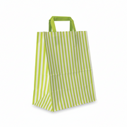 Pappírspoki. Röndóttur. Límónugrænn. B25 × D14 × H30 cm. 50 stk. 80 g/m².