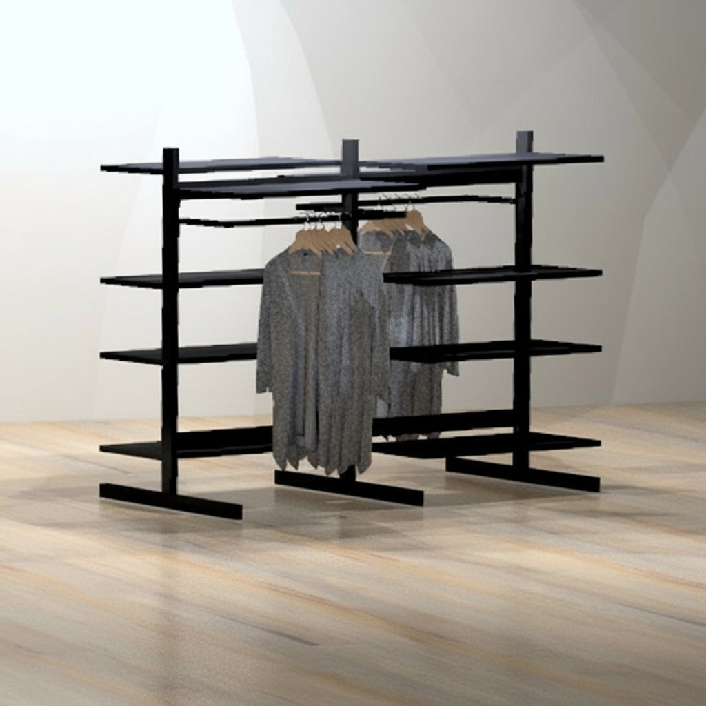 T-stöng, svart, fot 75 cm, 140 cm