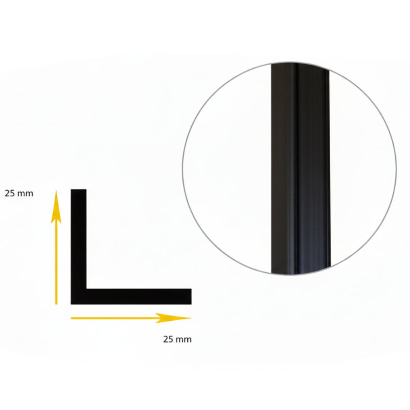 Hornlína, svört, 25 x 25 mm, L240 cm