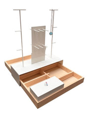 Smykkubbur, trébakka með rýmaskiptingu, hvítt aðgengisvörur