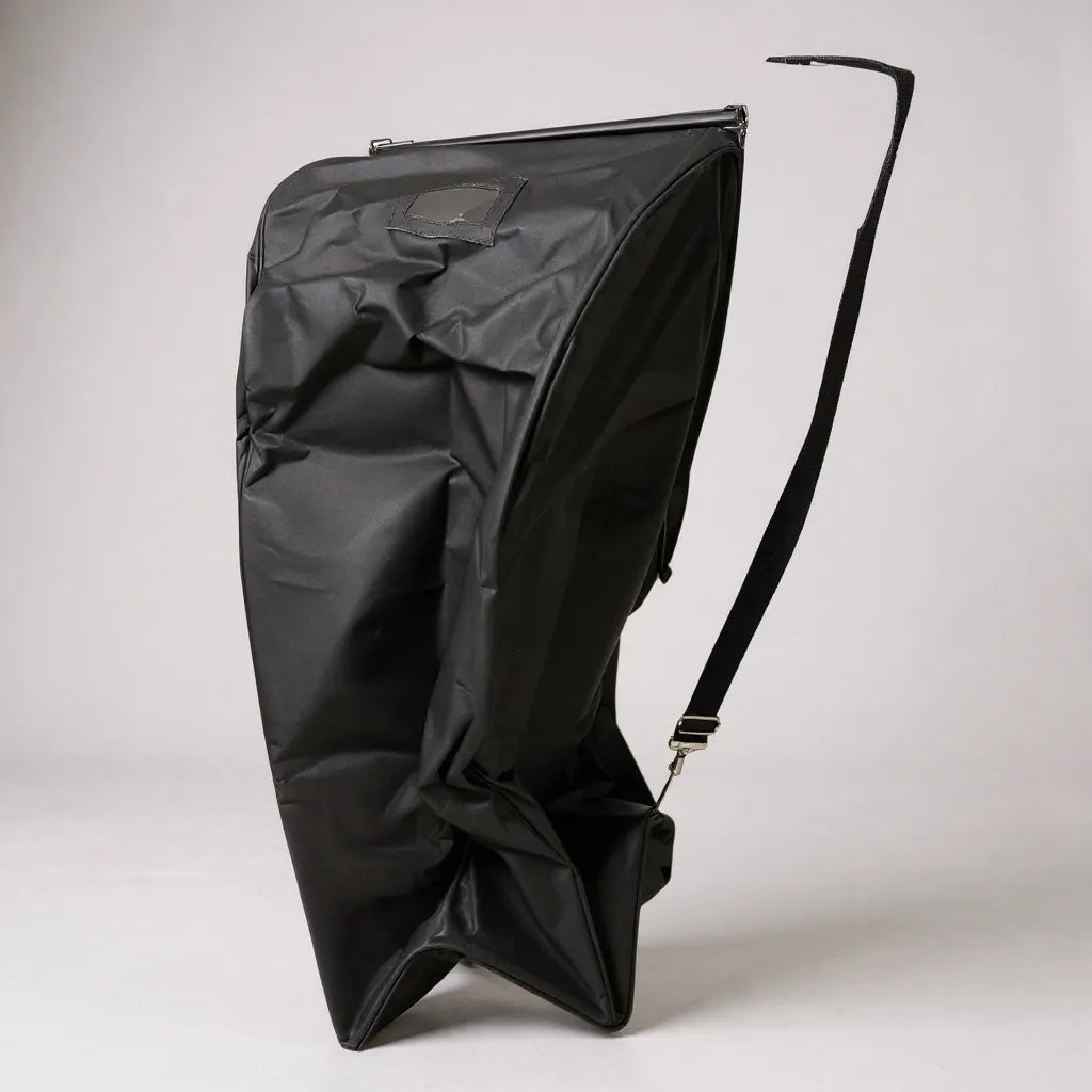 Samlingspose med kuffertlukning, bomuld, sort, B46 x D36 x H120 cm, med strop