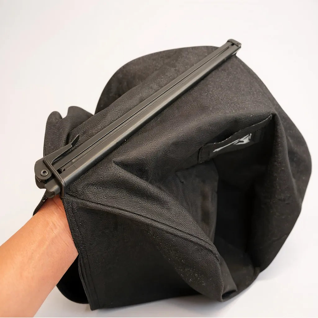 Samlingspose med kuffertlukning, bomuld, sort, B46 x D36 x H120 cm, med strop