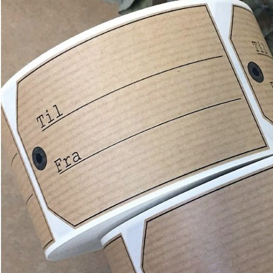 Gjafamiðar - Manilla - 500 stk. Brún. Til og frá