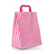 Papirpose, stribet, pink, B 25 x D/SF 14 x H 30 cm, pk. med 50 stk., 80 gram