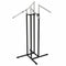 SuperSellerS height-adjustable clothing display rack with four chrome slanted arms and a black square base