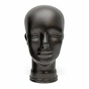 SuperSellerS unisex matte black glass head display for hats, wigs, and glasses, 58cm circumference