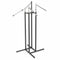 SuperSellerS height-adjustable clothing display stand with four chrome slanted arms and ball stops on a titan frame.