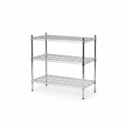 SuperSellerS TUBO 3-tier chrome wire shelving unit for office or garage storage with adjustable leveling feet