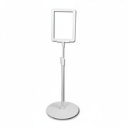 SuperSellerS white A6 sign holder with adjustable height stand and round base for retail displays