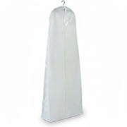 SuperSellerS white breathable non-woven garment bag for dresses with a clear plastic card pocket