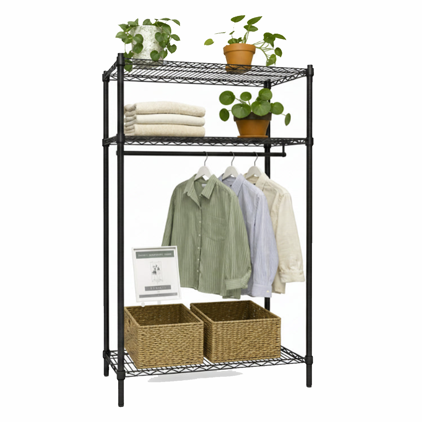 Garderobuhillur - TUBO (B 122 x D 46 x H 220 cm.) - Svart
