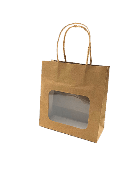 Gjafapoki með glugga. 20 stk. í pakka. H 18,5 cm