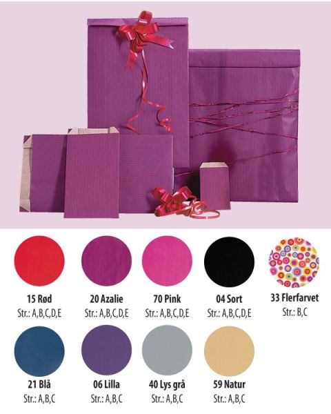 Gjafapokar  - 12 x 4,5 x 20 cm. - 250 stk. - Kraftpappír - Veldu lit