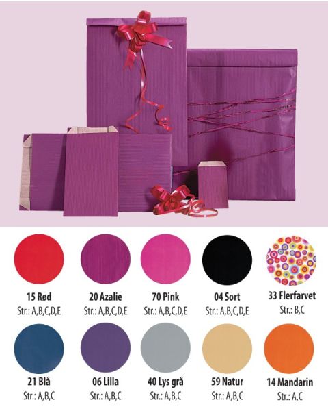 Gjafapokar  - 18 x 6 x 35 cm - 250 stk. - Kraftpappír - Veldu lit