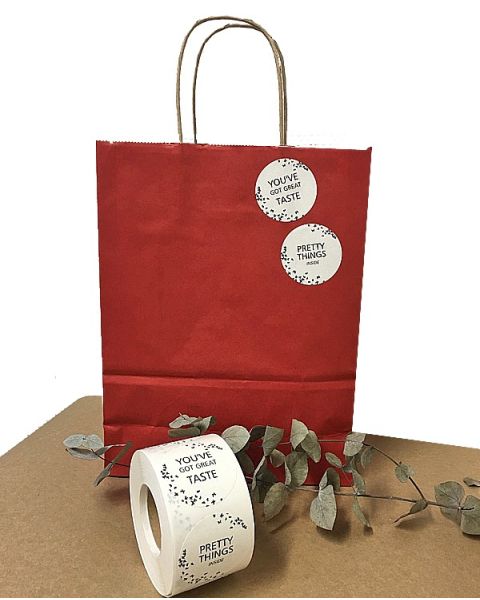 Kringlóttur merkimiði, sæt skilaboð á ensku