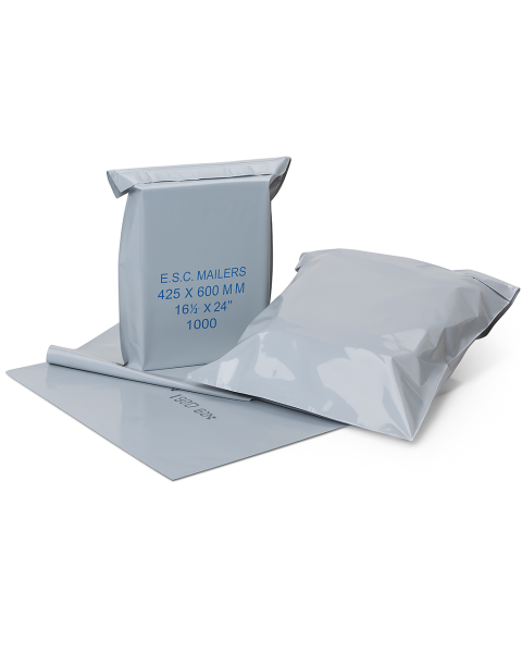 Umslög fyrir póstsendingar með límbandi, grátt plast - póstpöntunarpokar